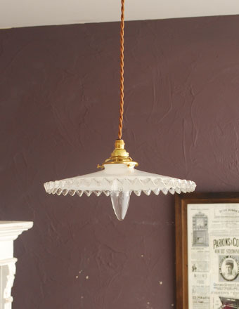 フレンチレースが可愛い アンティークガラス シェード ペンダント