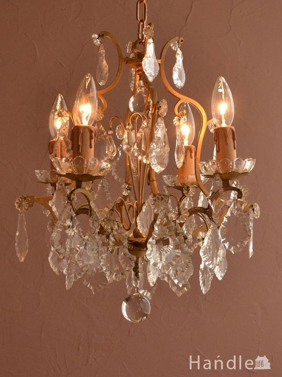 フランスで買い付けたアンティークシャンデリア（4灯タイプ）（E17