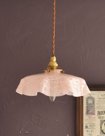 フランスのアンティーク照明 マーブルガラスのペンダントライト
