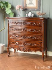 英国アンティーク調のおしゃれなガラスキャビネット、4面ガラスの