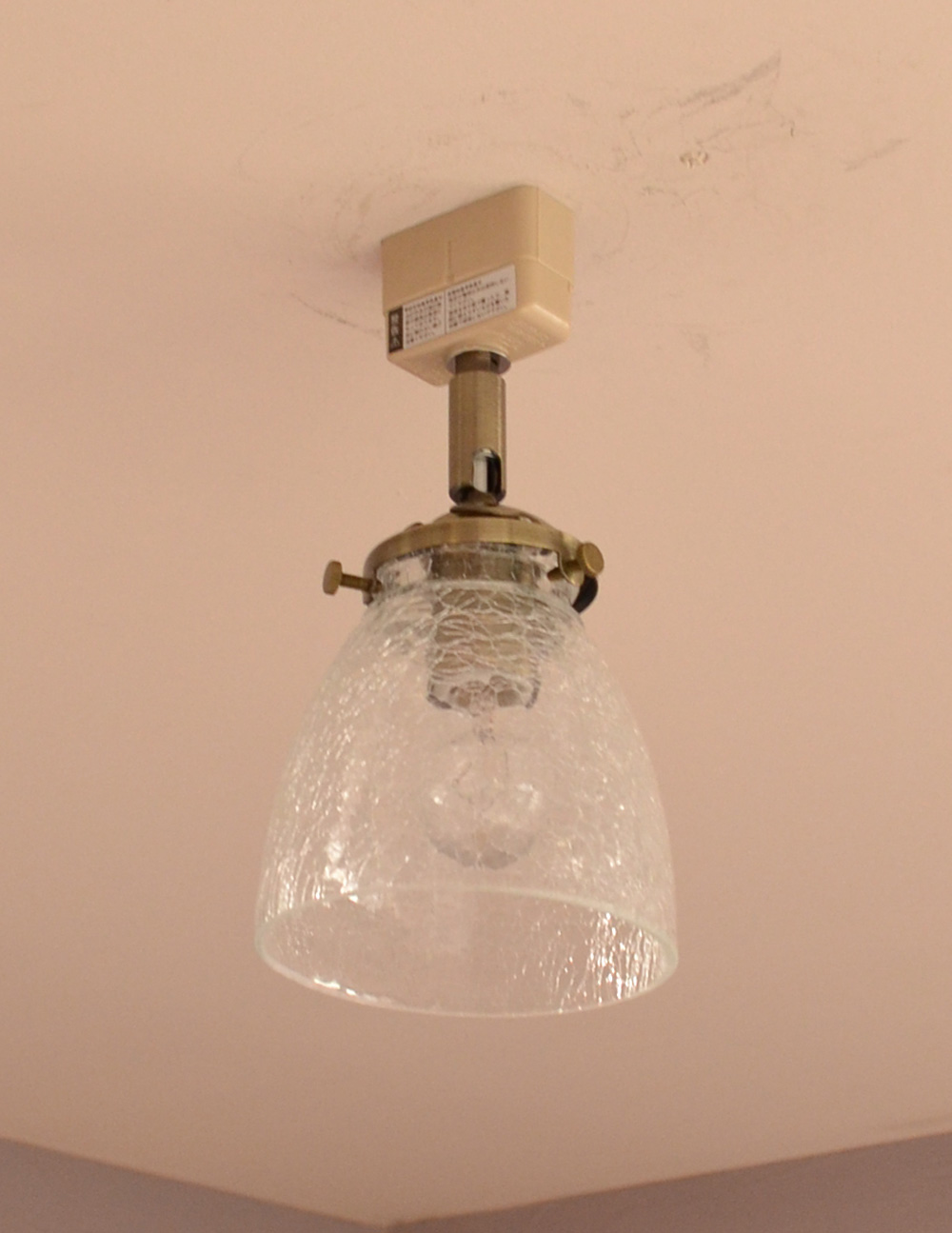 クラックガラスのアンティーク風のシーリングライト（電球セット）(pl