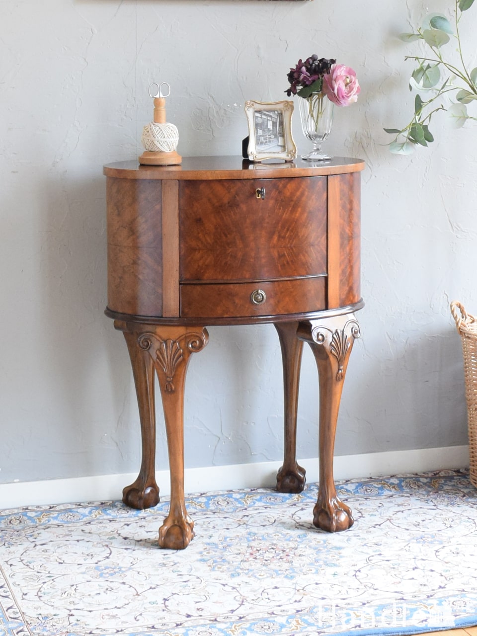 アンティーク ロイドルーム ベッドサイド テーブル（グリーン）(z-205