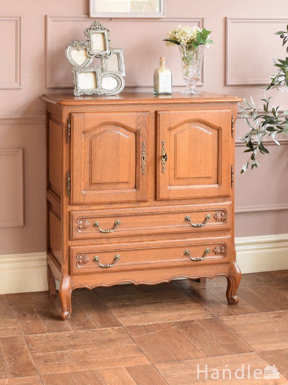 フランスのアンティークペイント家具、ブルーグレー色のサイドボード(d