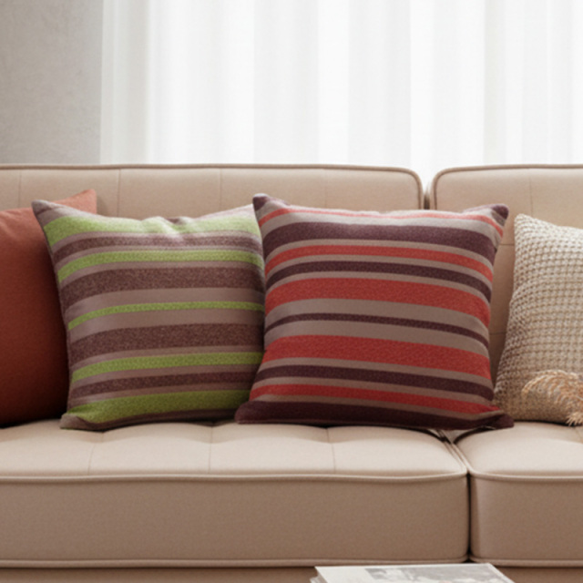 クッションカバー 【シュニール ボーダー ストライプ】 オレンジ