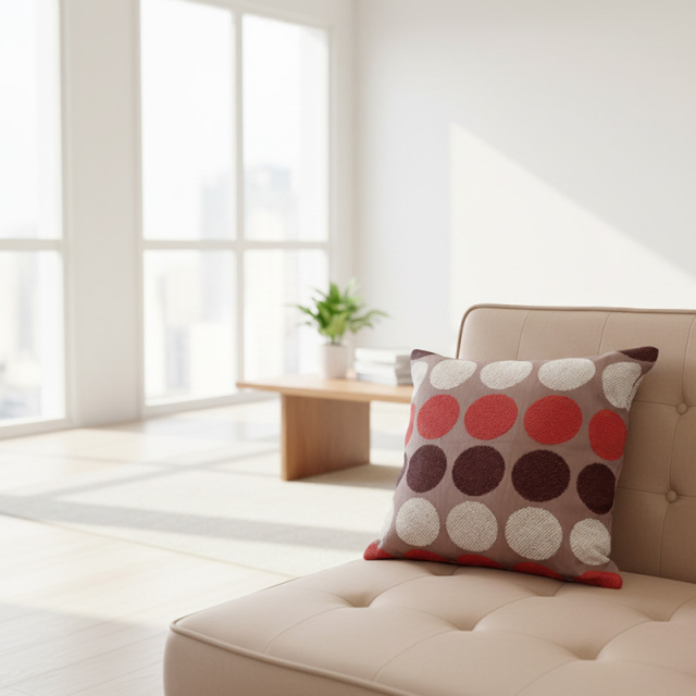 クッションカバー 【シュニール 水玉（ドット）】オレンジ グリーン