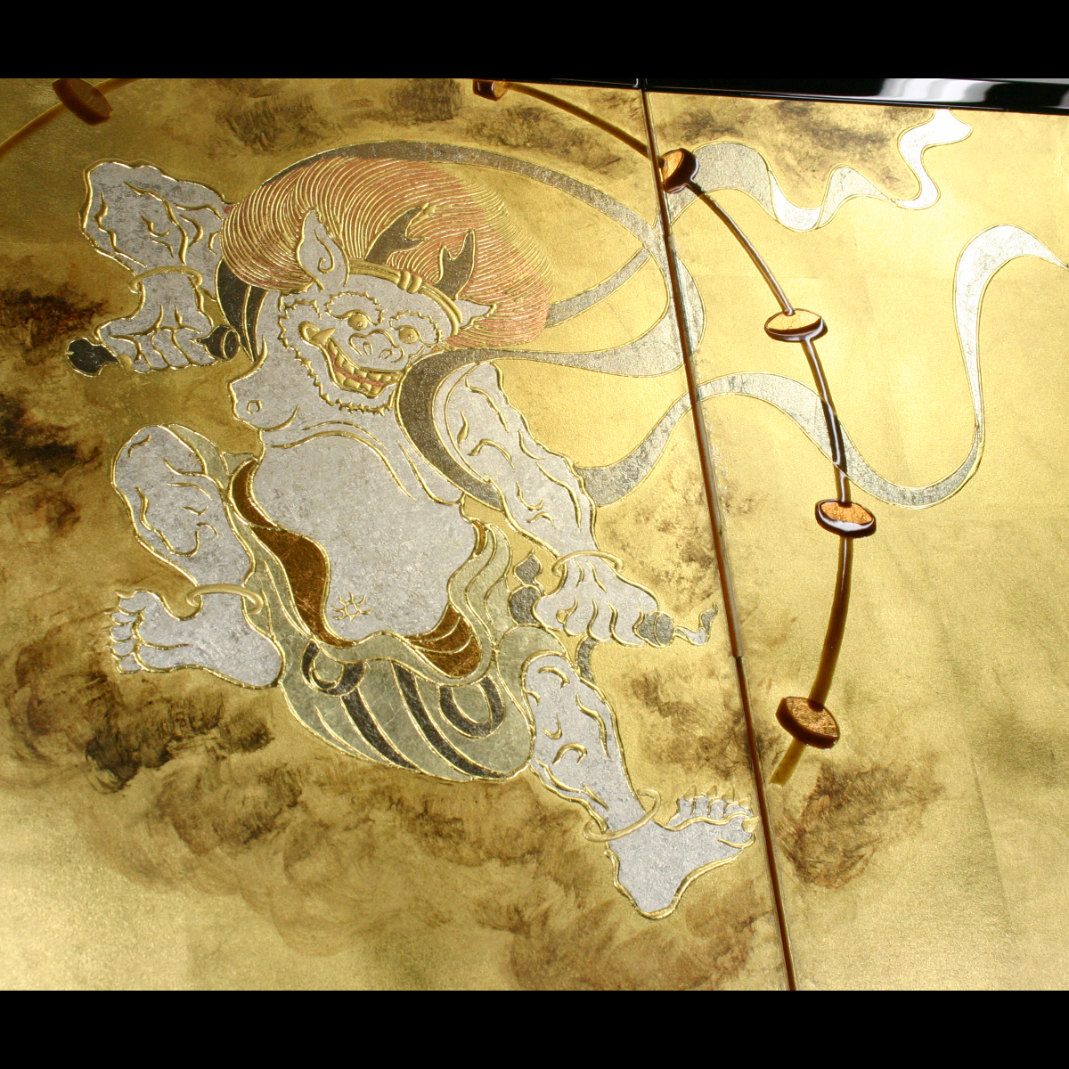箔一 hakuichi 金箔 金沢箔 金沢 工芸品 四曲小屏風 風神雷神図