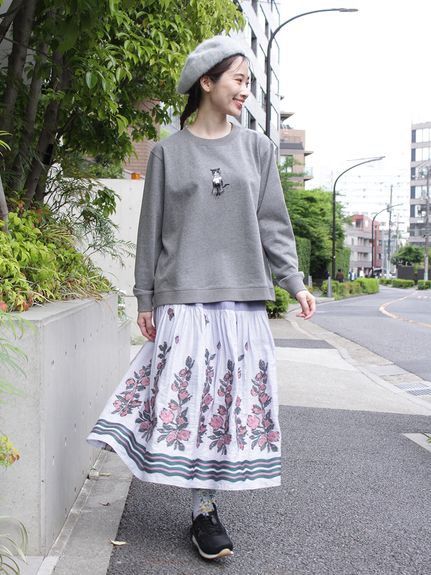 ブロッサムヴァインカットジャカード+ストライプスカート(裏地付き