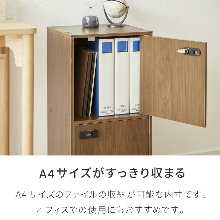 カラーボックス 2段 A4 2個セット 木目 鍵付き 扉付き 幅35cm