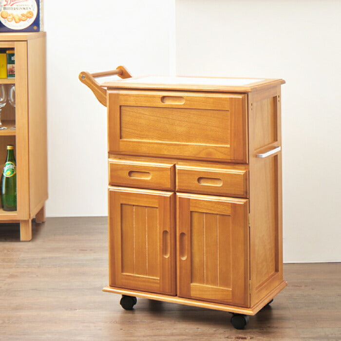 天然木 キッチンワゴン 完成品 キッチンワゴン キッチン ワゴン タイル
