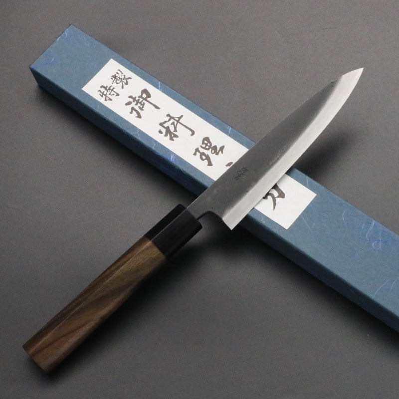 北岡英雄 （越前助次） 黒打ち 「たけふ」 貝裂き 包丁 4.5寸 紫檀