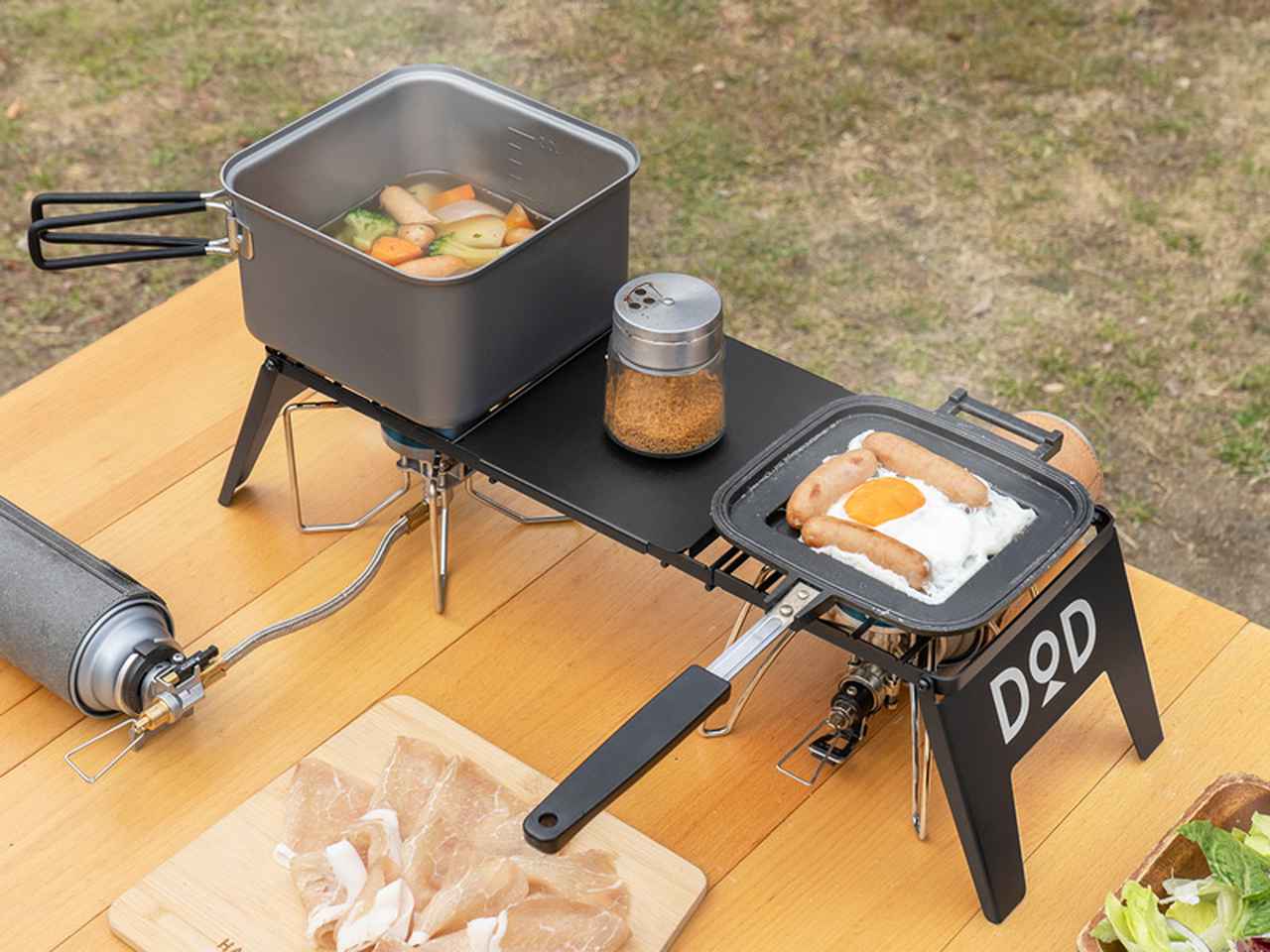 DOD マルチに使えるゴトク内蔵型のソロテーブル「ソトメシンガーRX」新