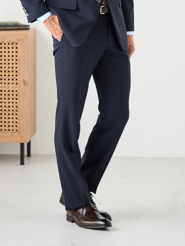 セットアップ対応】パンツ 紺無地 ウォッシャブル ノータック 通年