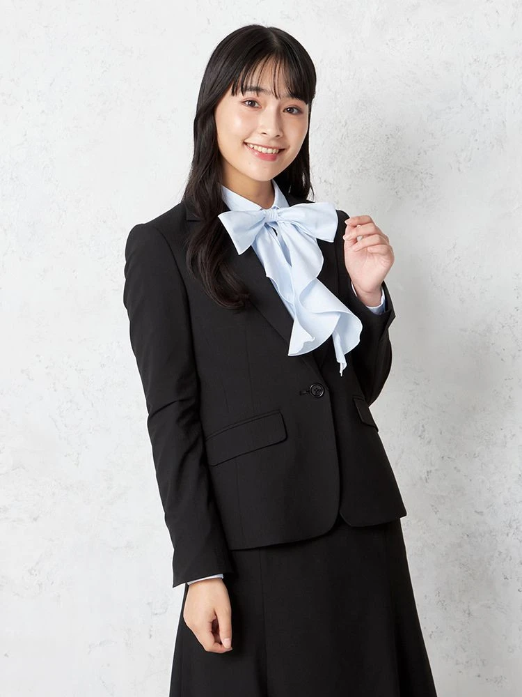 ウォッシャブル】レディスジャケット ストレッチ ネイビー ストライプ