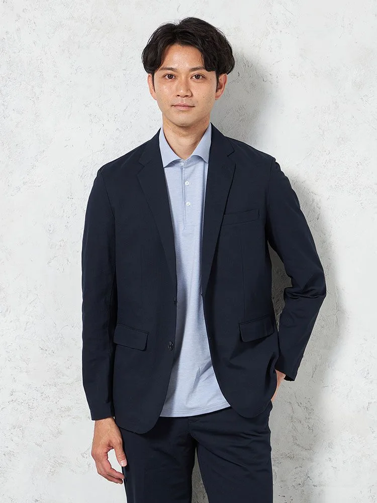 ネイビー】上下セットアップ ブレサブルクール 通気清涼 無地 春夏