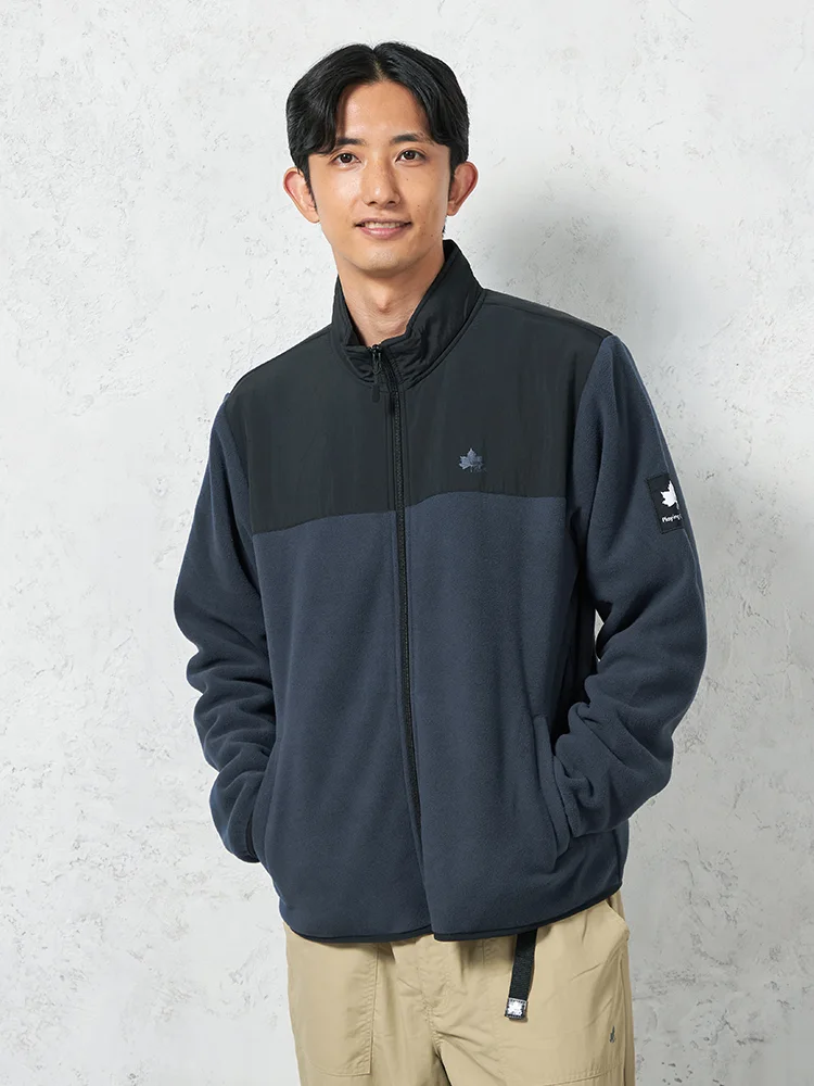 ブラック 【LOGOS-ロゴス-】 布帛切替フリースブルゾン カジュアル