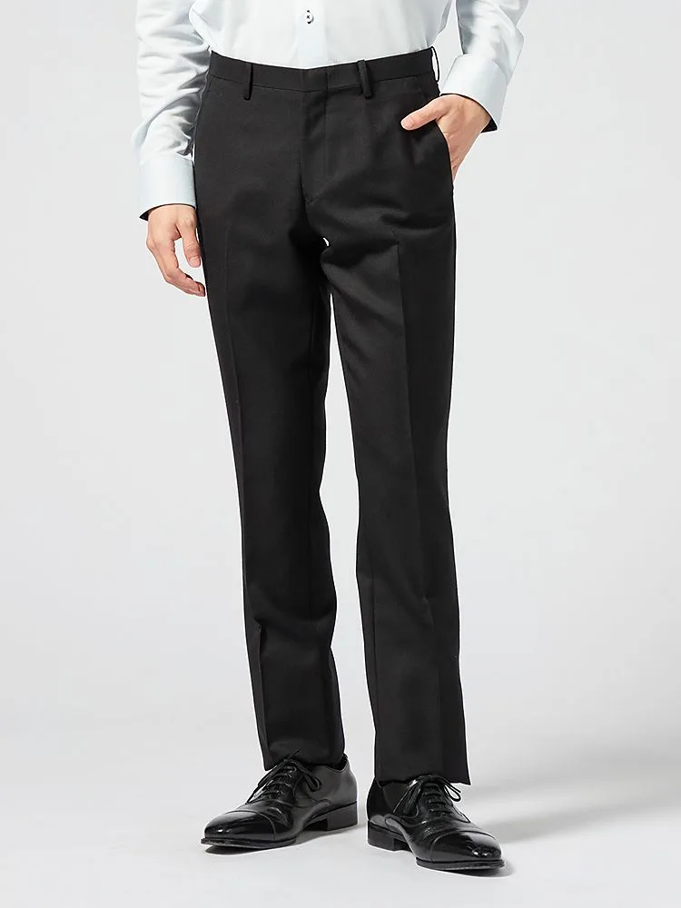 ブラック 【ウォッシャブル】パンツ ノータック サキソニースラックス