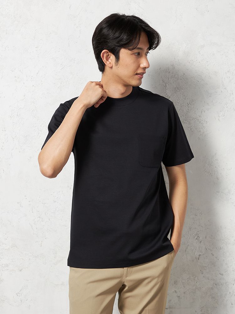 ホワイト 【汗じみ防止】 半袖 ビズTシャツ クルーネック 無地 TOKYO