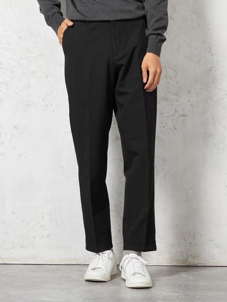 ブラック 【ウォッシャブル】裏起毛 テーパードシルエット ストレッチ