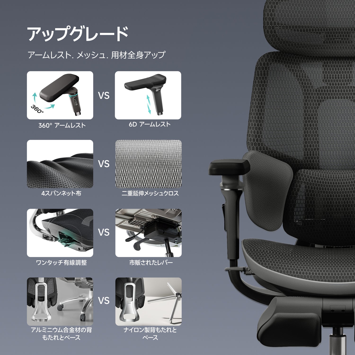 HBADA E3 Ultra 人間工学オフィスチェア（フットレスト付き）