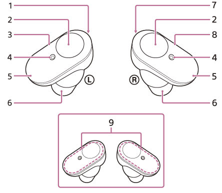 WF-1000XM3 | ヘルプガイド | 各部の名前