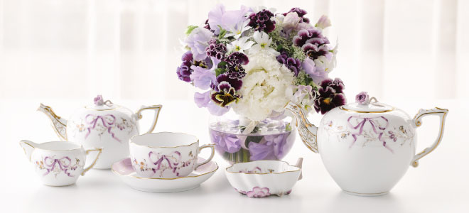 ヘレンドリボン・ローズドラジェ] ミニティーポット