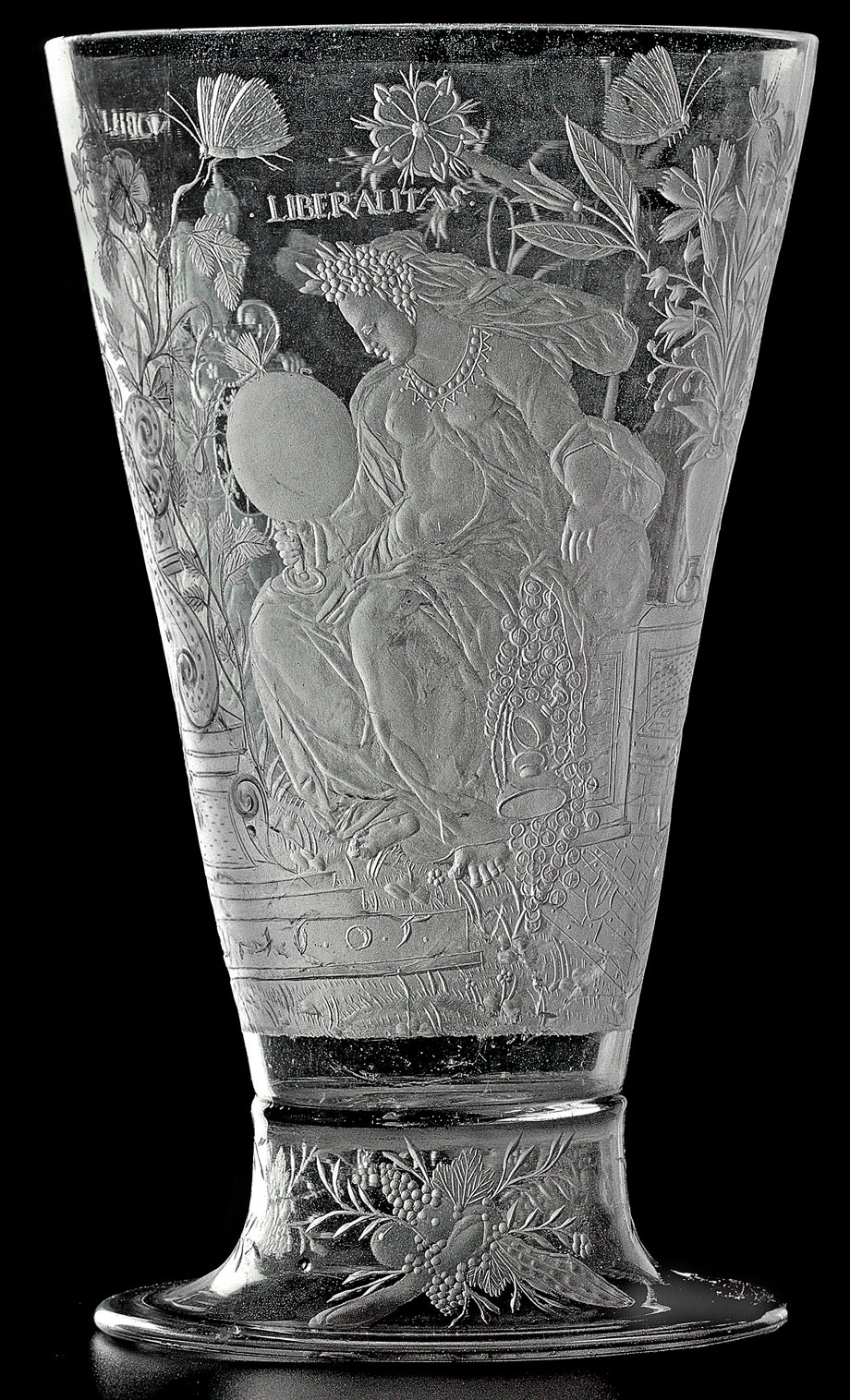 ボヘミアングラスの最高傑作のアールデコの金赤の花瓶 | アンティーク