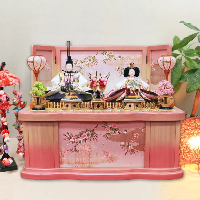 美しい色彩感覚と色使いの雛人形 ピンク系の雛飾り【けい雛】ひな祭り
