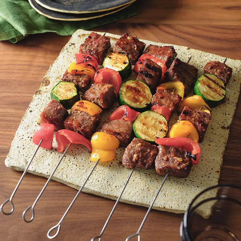 Miso marinated beef and vegetable skewers | Hikari Miso