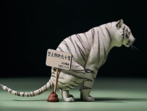 JXK Collectible Tiger Figure: Half-crouched Tiger, Expertly Hand-Paint