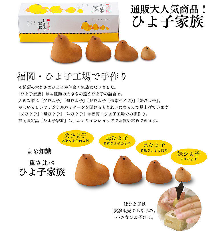 大小4種類の大きさ「ひよ子の家族（4個入）」～公式ひよ子オンライン