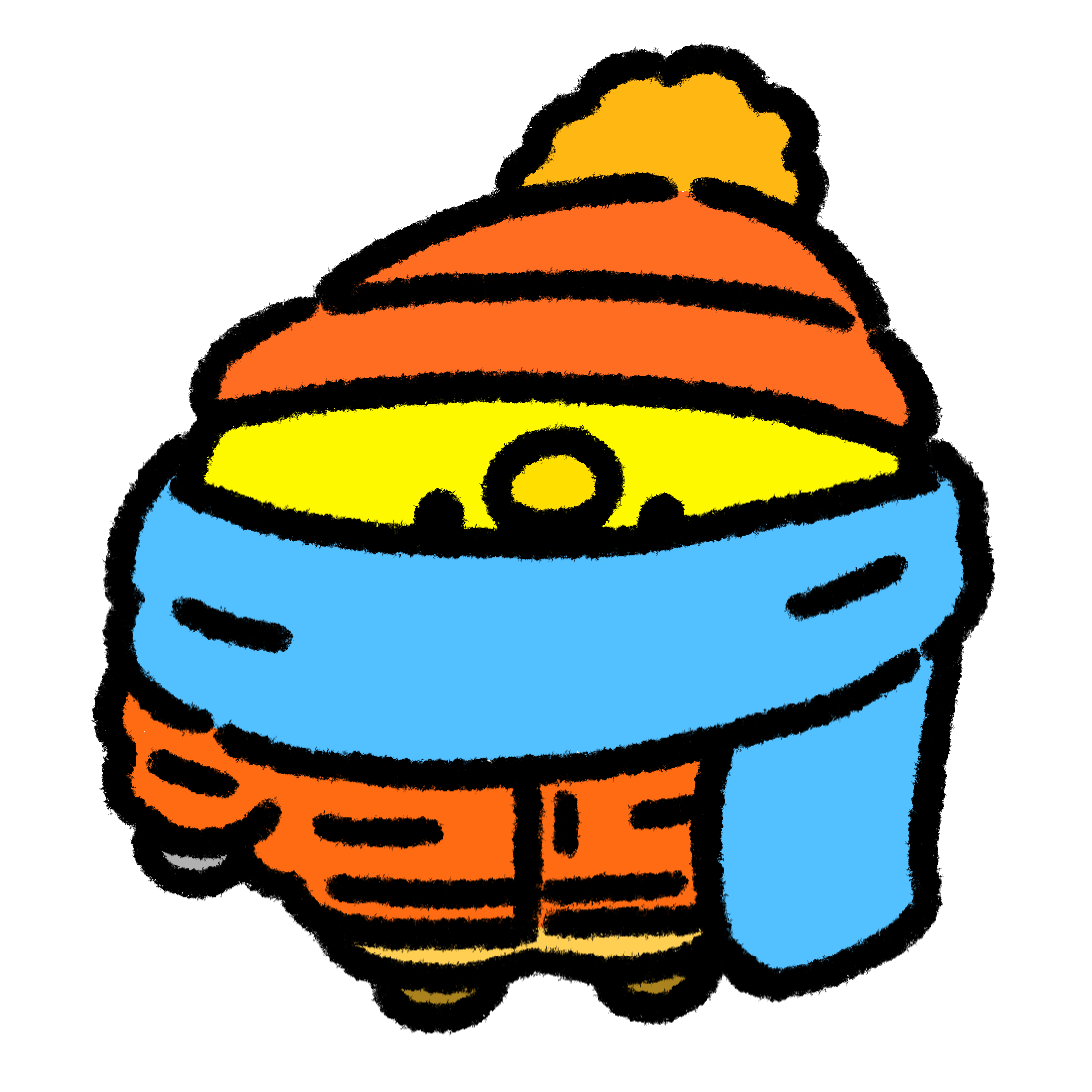 冬着を厚着して着ぶくれたひよこ | ゆるくてかわいい無料イラスト