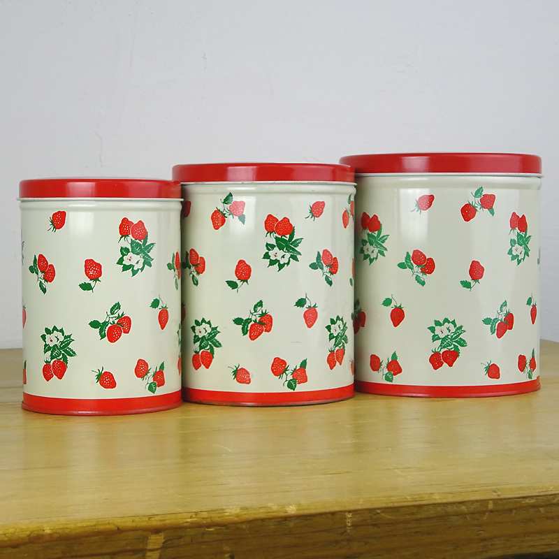 ヴィンテージ イチゴ柄 キャニスター セット | アンティークショップ