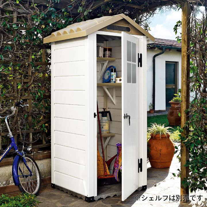 イタリア製 収納庫 80 ホワイト /D: 収納庫・室外機カバー