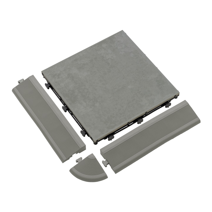 ジョイントデッキ エッジ グレー /A(グレー): デッキ・タイル・人工芝