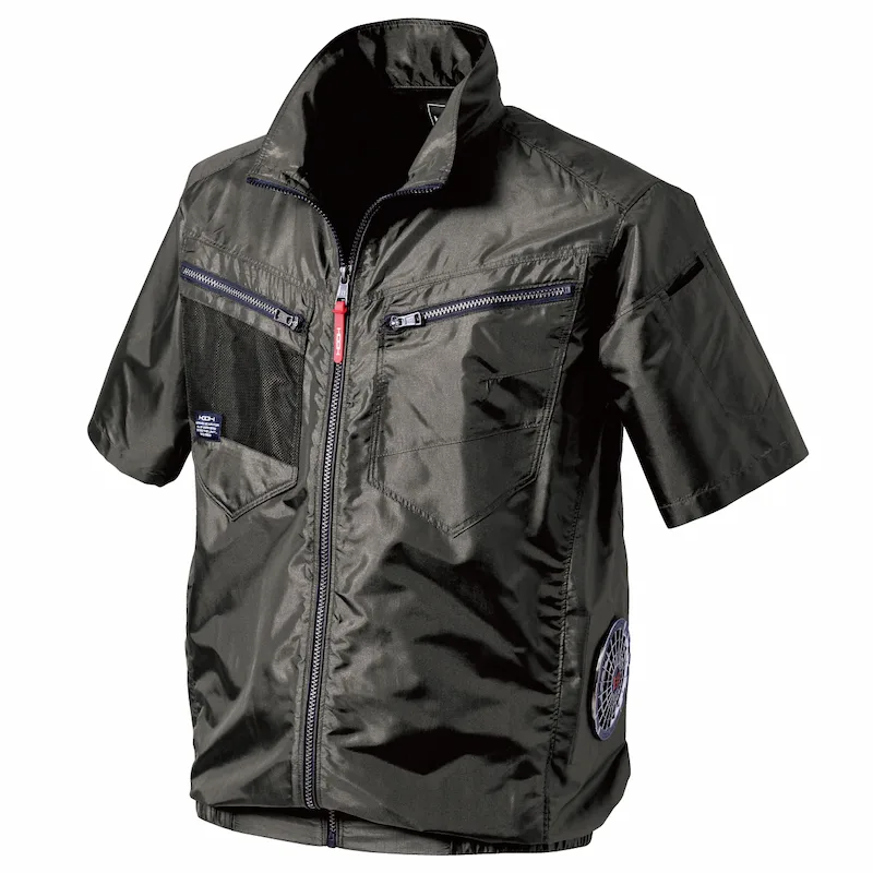 V7717サイドファン半袖ジャケット 空調機能を取り入れたファン付き作業