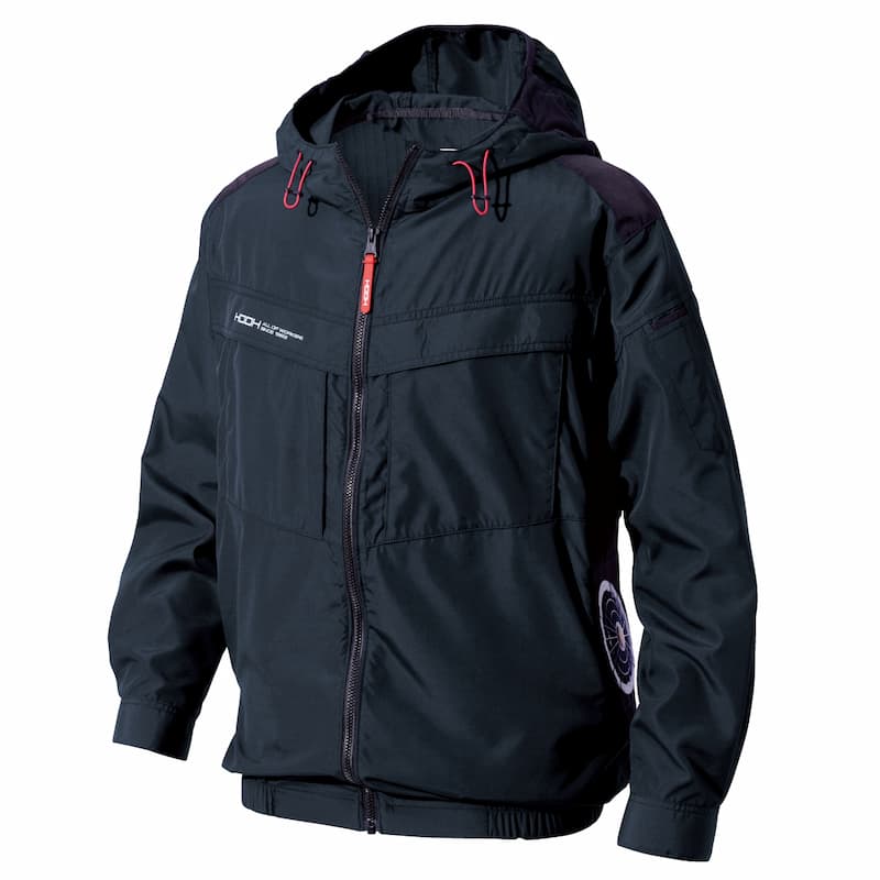 V8812サイドファン長袖フードジャケット 空調機能を取り入れたファン