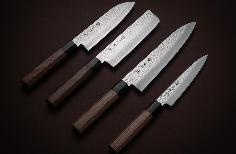 一文字 漣 VG10 槌目積層 和三徳包丁 ウォールナット柄 – 堺一文字光秀