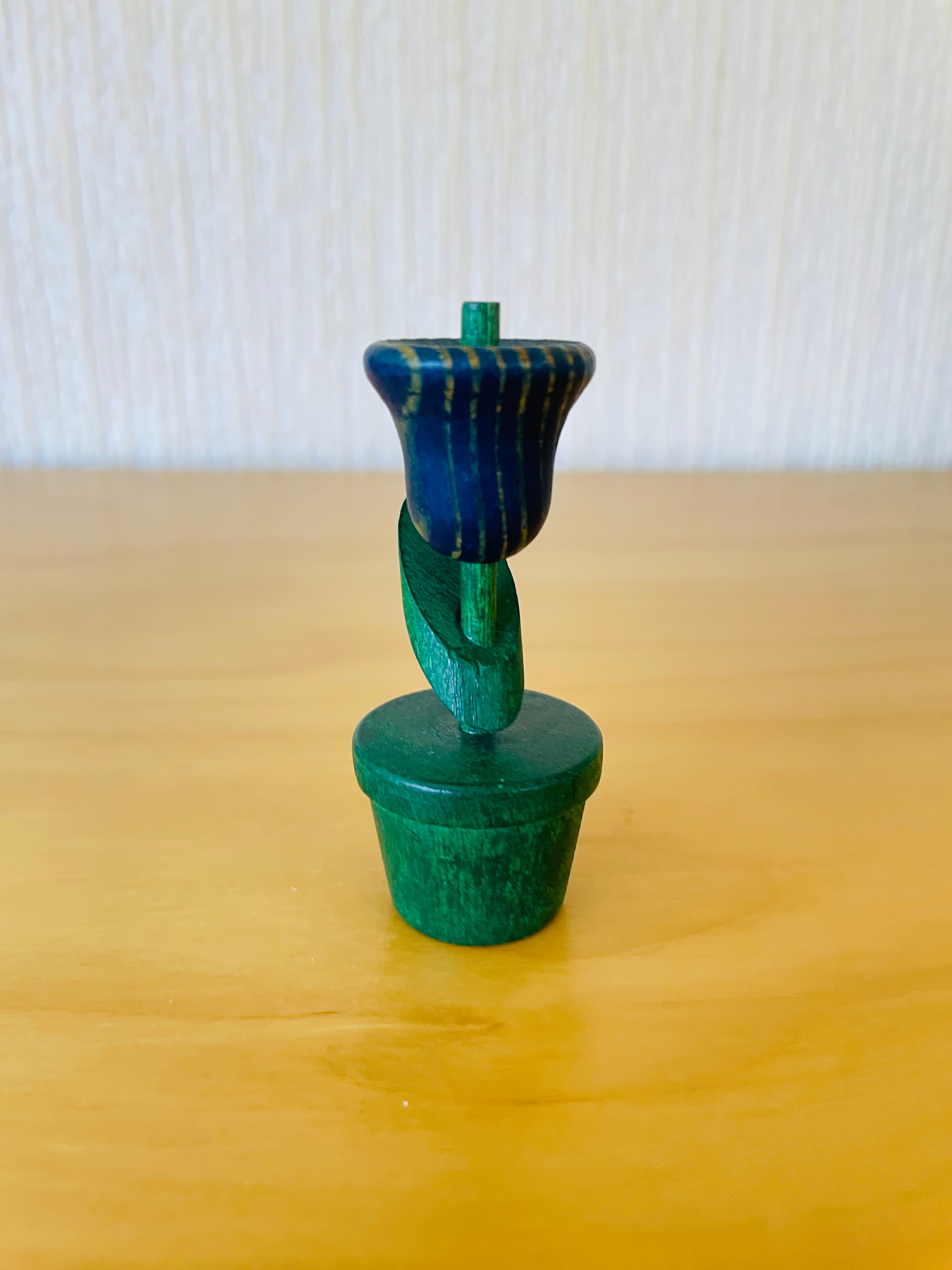 Aarikka/アーリッカ/チューリップのオブジェ/木製/ブルーxグリーン