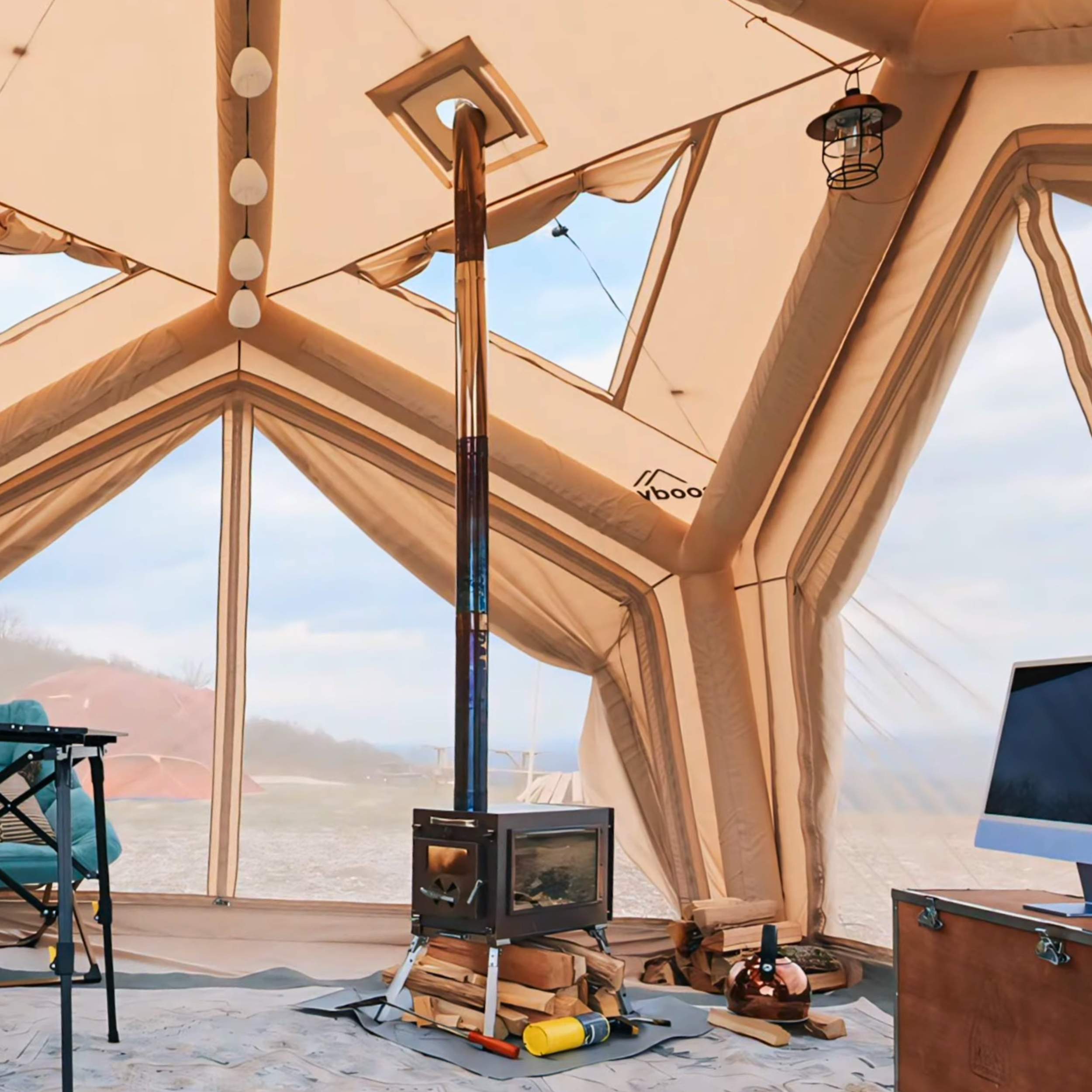 Coody 17.2 Black (2-10 person)+ RBM Wood Stove Caminus M – RBM