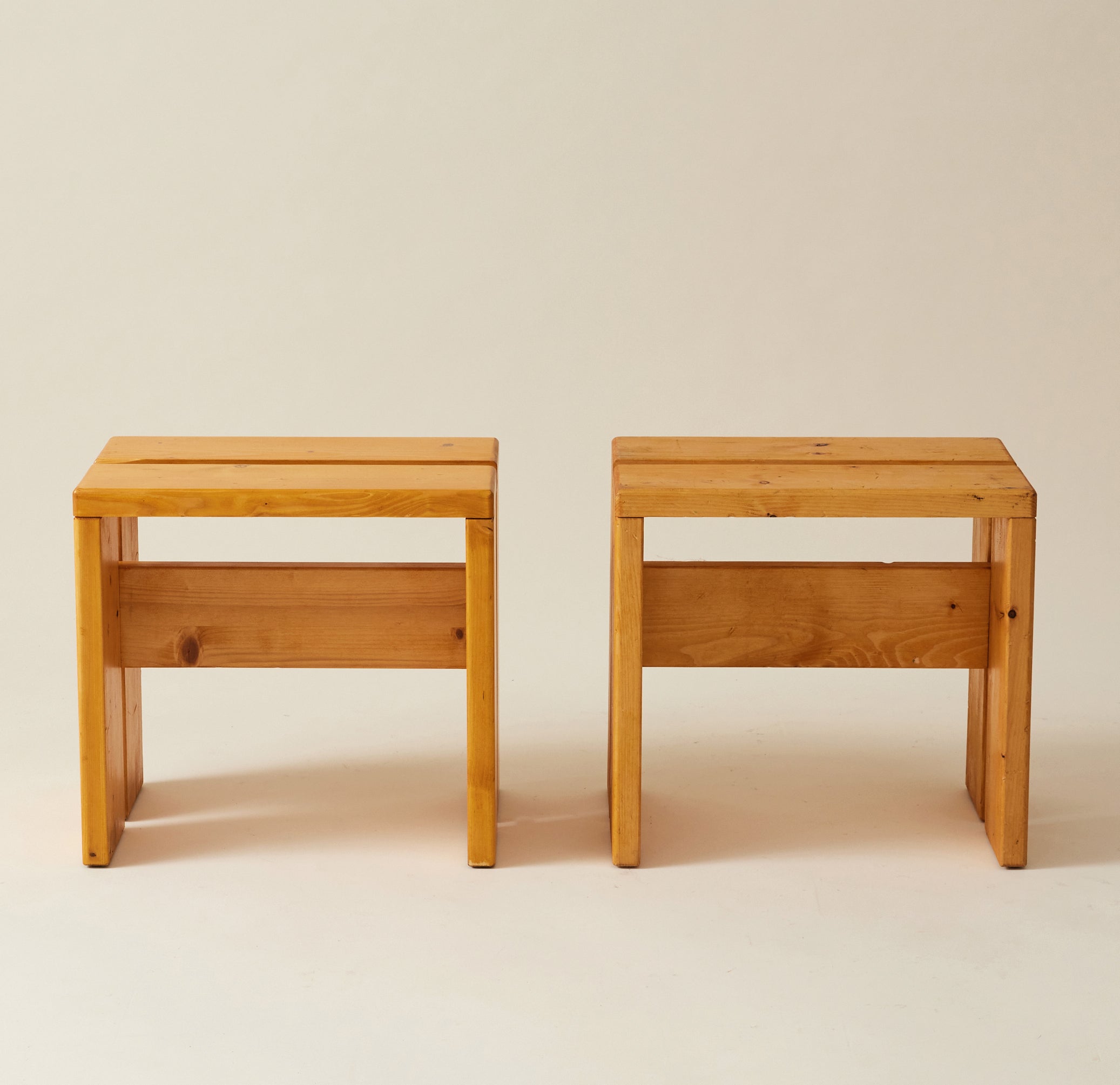 Charlotte Perriand Les Arcs Pine Stools or Side Tables, 1960's, a