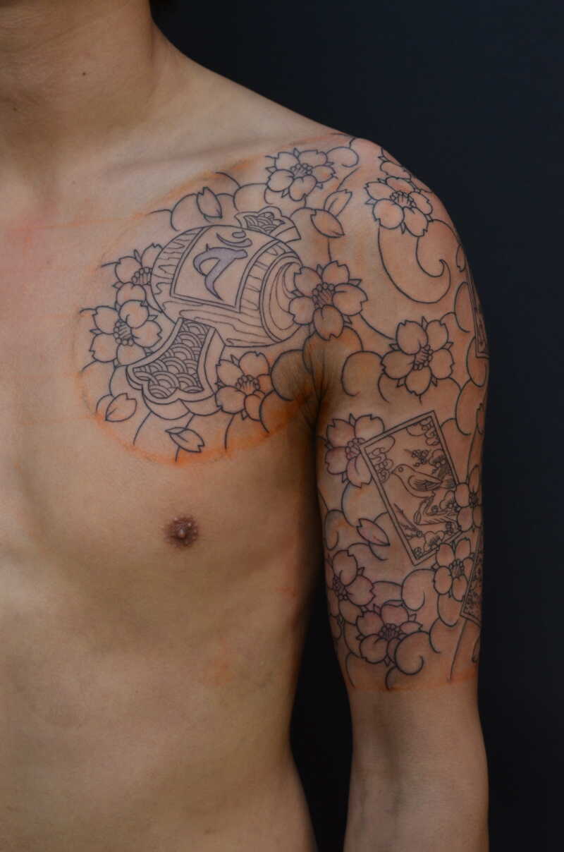 小槌・達磨・花札・桜散らし | 金沢市・野々市市のタトゥー（TATTOO