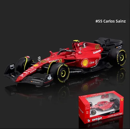 Miniatura Ferrari F1-75 C. Sainz #55 - 2022 1/43 Vermelho