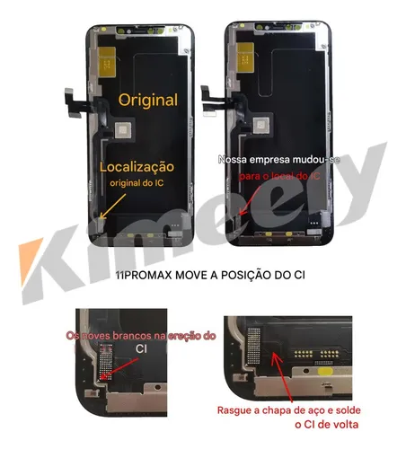 Frontal Tela Iphone 11 Pro Max Hd+ Vivid Troca Ci Kimeery Preto