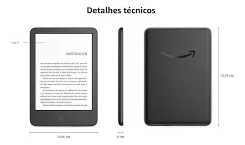 Leitor eletrônico Kindle 11th Gen 2024 16gb preto com tela de 6