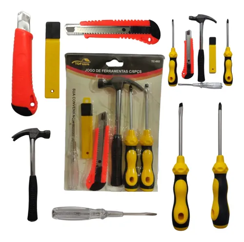 Kit Ferramentas Top Casa 6 Peças Chave Fenda Philips Martelo
