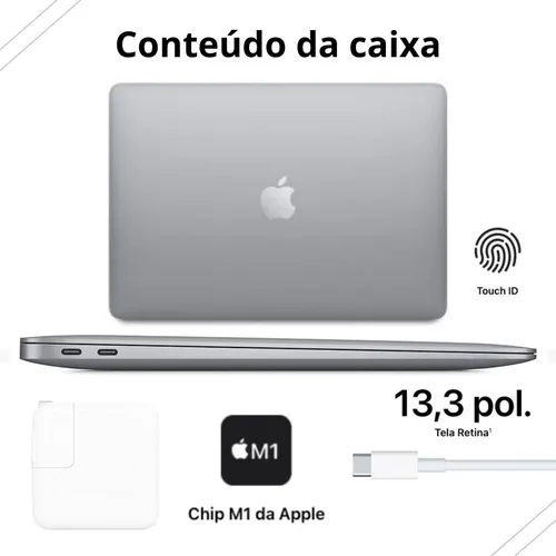 Macbook Air M1 256gb 8gb Ram 13.3 Cinza-espacial 2020 Novo Cinza