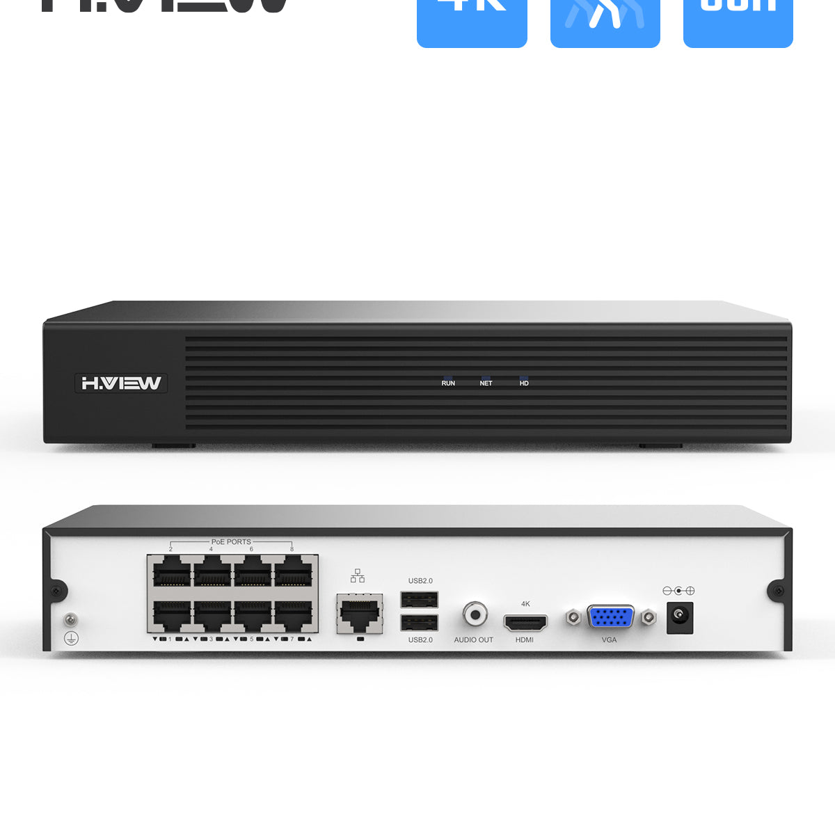 H.View 8チャンネル4K PoE NVRレコーダー8MP ONVIFビデオレコーダー