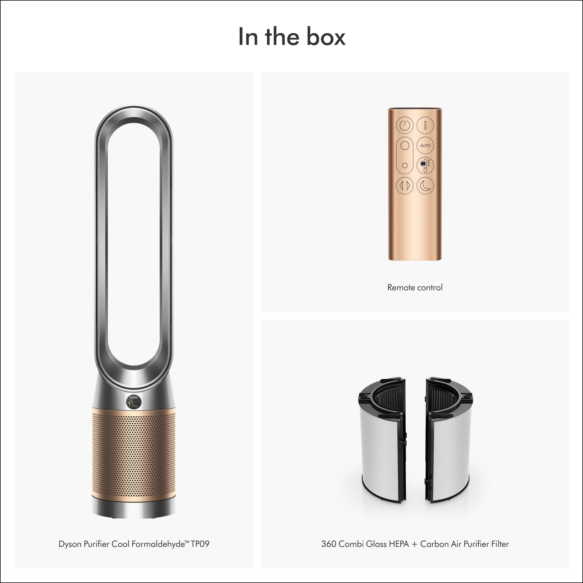 Dyson Air Purifier and Cooling Fan TP09, Nickel Gold, Formaldehyde