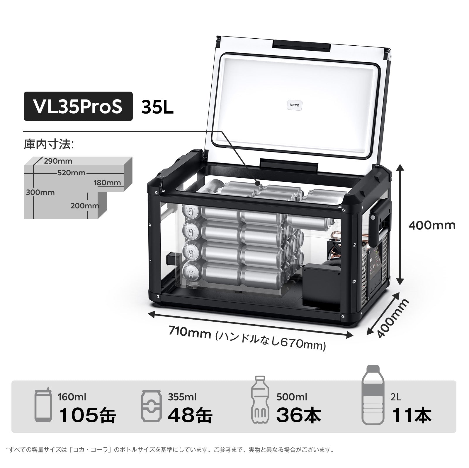 VL35ProS ポータブル冷蔵庫 車載用冷蔵庫 35L | ICECO
