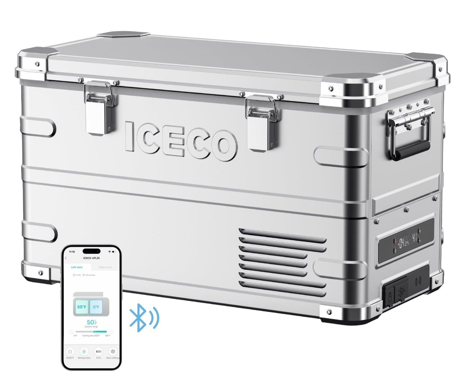 APL35 Dual Zone Aluminum Silver Fridge | ICECO | 35 LT – ICECO